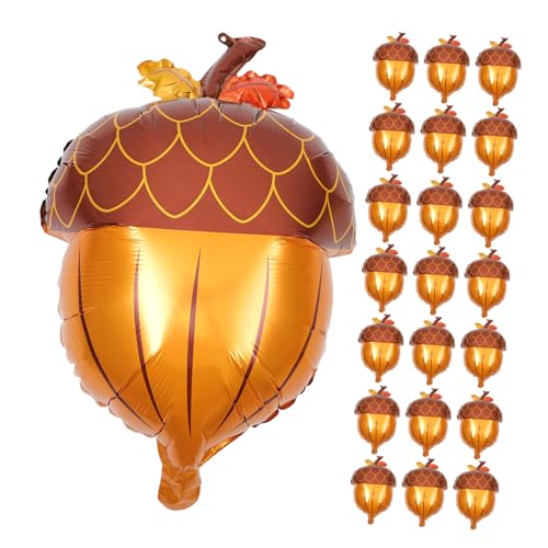 DIYEAH 25 Stück Aluminiumfilm Zirlballon Riesenkieferballons Thanksgiving-themenballon Hochzeitsfeierballons Cartoon Big Ballon Herbstparty -dekoration Große Eichelballons Aluminiumfolie von DIYEAH