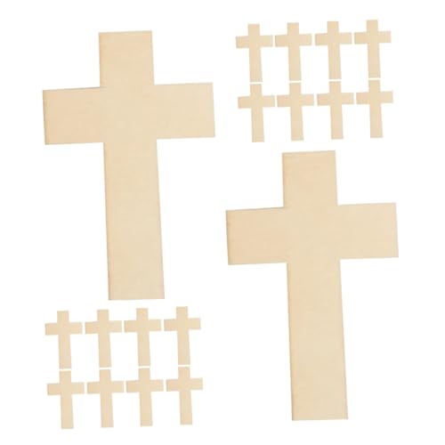 DIYEAH 25 Stück Holz kreuzen Holzhandwerksschmuck Holz zum Basteln unvollendet leere Holzanhänger unfertiges Holzkreuz leeres lesezeichen aus holz Holzornamente Buchsbaum Beige von DIYEAH