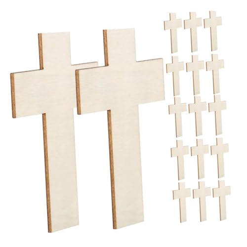 DIYEAH 25 Stück Holz kreuzen unfertiges Holz leere lesezeichen aus holz Holzanhänger zum Basteln Holzhandwerksschmuck Holzhandwerk unvollendet hölzerne Kreuzverzierung Buchsbaum Beige von DIYEAH