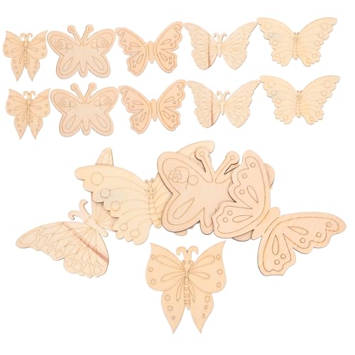 DIYEAH 25 Stück Teiliges Unbemalte Holzschmetterlinge für DIY Bastelarbeiten Natürliche Holzscheiben Blanko Schmetterlings Ausschnitte für Kreative Dekorationen für Partys und Home Decor von DIYEAH