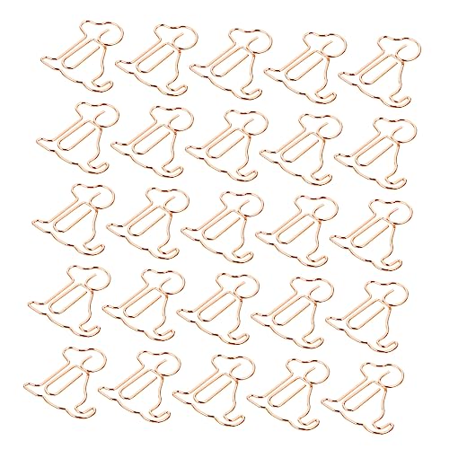 DIYEAH 25Stücke Kreative Büroklammern Tierform Roségoldene Hundedesigns aus Hochwertigem Dekorativ und Langlebig für Bürobedarf und von DIYEAH