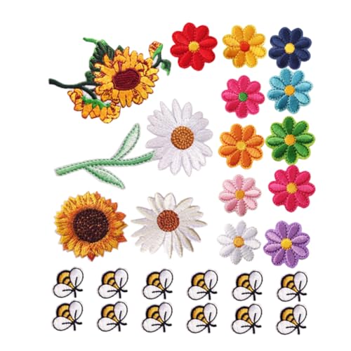 DIYEAH 27 Stück Blumen und Bienen Applikationen für Diy Accessoires Mützen Taschen Jeans und Jacken Vielseitige Flicken zur Individuellen Gestaltung von DIYEAH