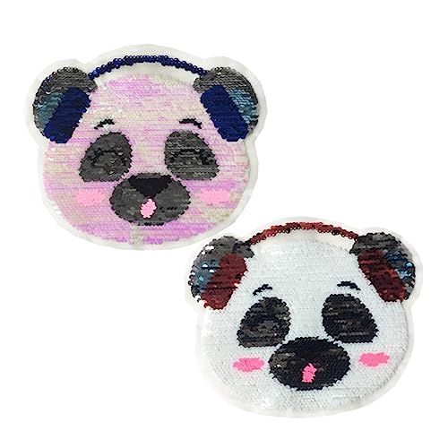 DIYEAH 2Stücke Panda Patches mit Farbwechsel Pailletten Süße Stickereien für Kleidung und Accessoires Dekorieren von Textilien Langlebig und Kinderfreundlich von DIYEAH