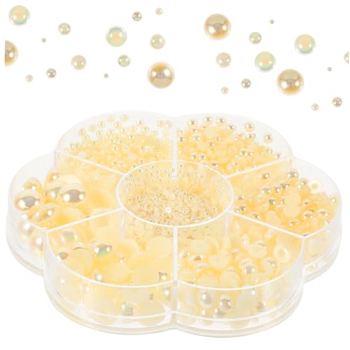 DIYEAH 3 Boxen Box Flatback Halbrund Perlen in Champagner für DIY Haarschmuck Basteln Schmuck Kleidung Dekor Flache Rückseite Vielseitig für Nägel Accessoires Hochzeit DIY Projekte von DIYEAH