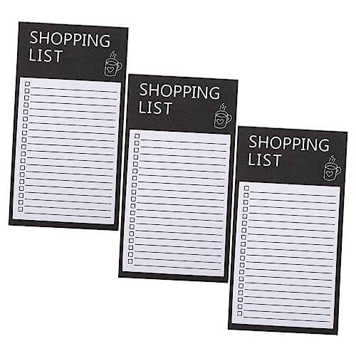 DIYEAH 3 Notizbuch Listenplaner Einkaufsliste Magnetauflage Einkaufslisten-Notizblock Einkaufslistenblock Magnet-Einkaufsliste für Kühlschrank tragbare Einkaufsnotizblöcke Papier Schwarz von DIYEAH