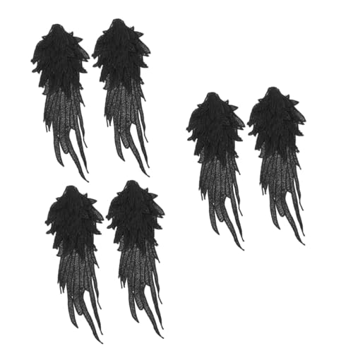 DIYEAH 3 Paare gestickte Flügel haaraccessoires house decoration Engelsflügel-Ornament Bügelaufnäher Stickerei Patch eleganter Engelsflügel eleganter Kleiderflicken Polyestergarn Black von DIYEAH