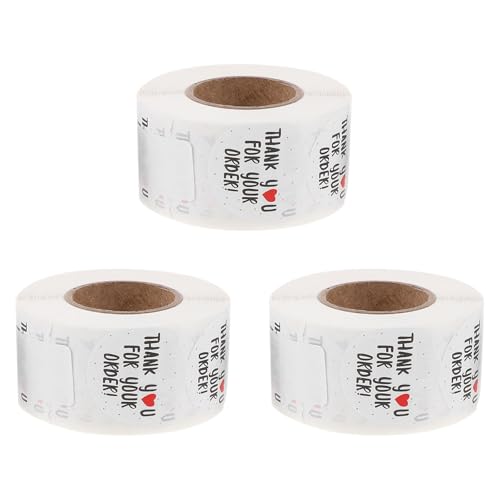 DIYEAH 3 Rollen „Danke für Ihre Bestellung“-Aufkleber – Runde selbstklebende Etiketten und Siegel für Verpackungen und Umschläge für kleine Unternehmen, Partys, Feiertage und Geschenkverpackungen von DIYEAH