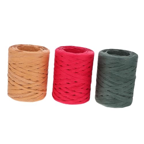 DIYEAH 3 Rollen Bastband DIY Geschenkideen Dekorationsband handgemachte hochzeit dekoration Farbiges Raffiaband hochzeitsgeschenk Wickelband Wickelschnur Band Masse Papier von DIYEAH