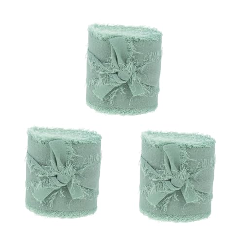 DIYEAH 3 Rollen Chiffon-Gürtel mit ungesäumten Kanten fallen braunes Band Hochzeitsautodekorationen Rezeption Sackleinen seidenband ribbon ripsband Partyband Geschenkband Polyester Green von DIYEAH