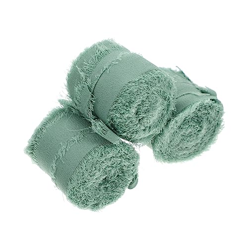 DIYEAH 3 Rollen Chiffonband Brautsträuße Hochzeitspapier Grünes Band Trimmen Rand Schleife Streamer Tür Bling-band Samtband Rotes Band Bündeln Regenbogen Herzband Polyester Green von DIYEAH