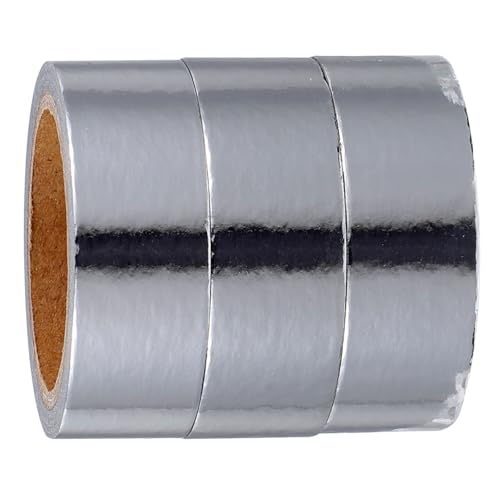 DIYEAH 3 Rollen Dekoratives Washi Tape Selbstklebendes Metallisches Klebeband für Scrapbooking Basteln und Kreative Projekte Silberfarbene Designs für Journaling und Dekoration von DIYEAH