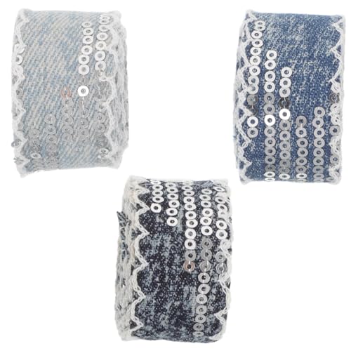 DIYEAH 3 Rollen Glitzer Pailletten Denim Band Breit Stoffband für Diy Bekleidung Schmuck Haarband Accessoires in Hellblau Mittelblau Dunkelblau DIYEAH 3 Rollen Glitzer Pailletten Denim Band Breit Stoffband für Diy Bekleidung Schmuck Haarband Accessoires in Hellblau Mittelblau Dunkelblau von DIYEAH