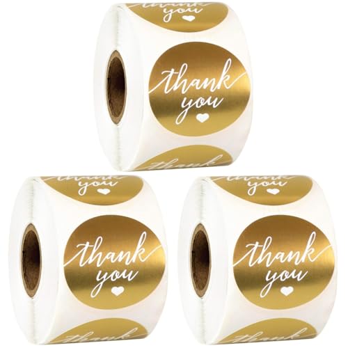 DIYEAH 3 Rollen Goldene Thank You Sticker für Geschenktüten und Verpackungen Selbstklebende Aufkleber für Hochzeiten Geburtstagsfeiern und Handgemachte Produkte DIYEAH 3 Rollen Goldene Thank You Sticker für Geschenktüten und Verpackungen Selbstklebende Aufkleber für Hochzeiten Geburtstagsfeiern und Handgemachte Produkte von DIYEAH