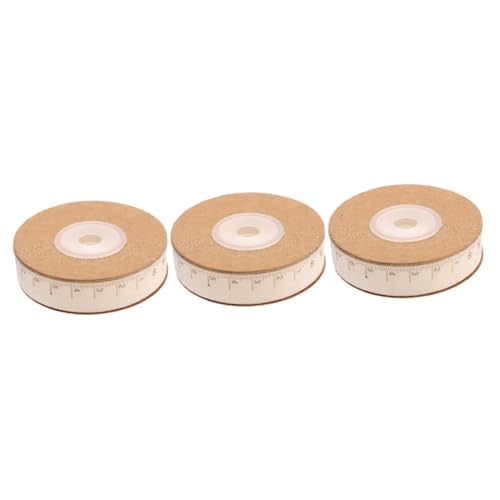 DIYEAH 3 Rollen Schleife Zahlen Rot Bausatz Verdrahtetes Band Gold Messen Wickelband Funkelndes Stoffband Strauß Geschenkband Linealband Mini Handwerk Machen Band Bündeln Baumwolle Beige von DIYEAH