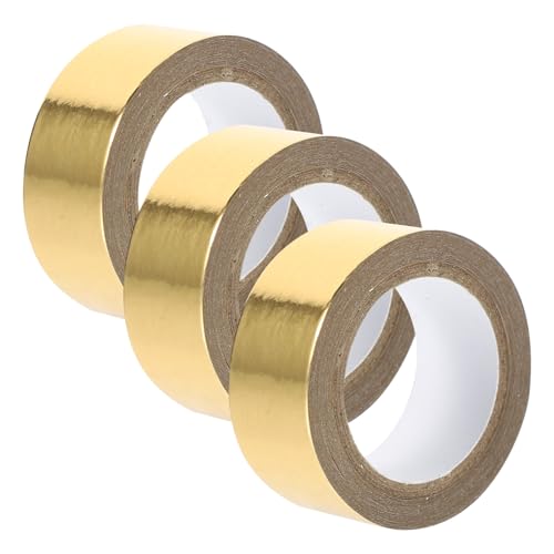 DIYEAH 3 Rollen Taschenband Verwaschenes Klebeband Glänzend Farbig Farbe Diy Klebeband Journaling Handwerk Washi-tape-scrapbooking Retro-washi-tape Washi-tape-aufkleber Golden Bronzieren von DIYEAH