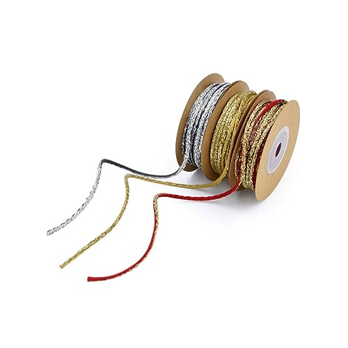 DIYEAH 3 Rollen Weihnachts-ripsband Mehrfarbiges Polyester Geschenkband Geripptes Verpackungsband für DIY Weihnachtsdeko Geschenkverpackung Party-zubehör von DIYEAH