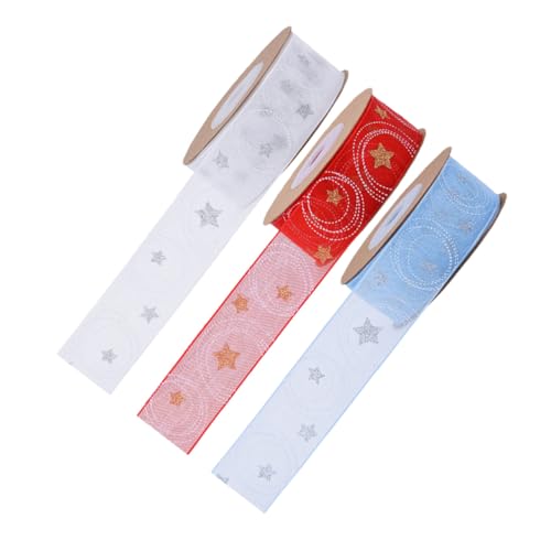 DIYEAH 3 Rollen Weihnachtsband mit Stern Kreisdesign Langlebiges Polyester-geschenkband für Geschenkverpackung Partydekoration und DIY Bastelprojekte Festliches Geschenkband für Feiertage DIYEAH 3 Rollen Weihnachtsband mit Stern Kreisdesign Langlebiges Polyester-geschenkband für Geschenkverpackung Partydekoration und DIY Bastelprojekte Festliches Geschenkband für Feiertage von DIYEAH
