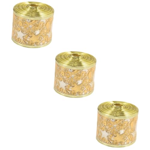 DIYEAH 3 Rollen Weihnachtsbaum Girlande Bandornamente Weihnachtsbaum Feiertags Samtband Mit Draht Weihnachtsbaumband Goldene Tür Weihnachtsdekor DIY Basteln Band von DIYEAH