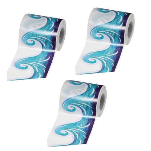 DIYEAH 3 Rollen Wellenrandaufkleber Tafel dekorativ würfelunterlage einhelll wandverkleidung selbstklebend bordüren photostickomni vuelight dekoration Festival-Grenzpapier Bordumrandung von DIYEAH