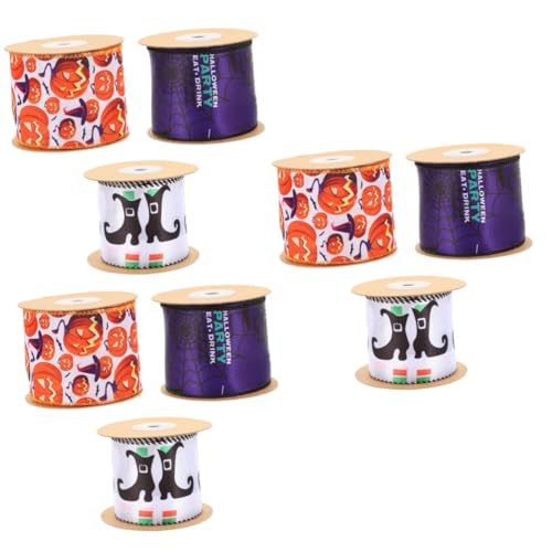 DIYEAH 3 Sätze Halloween-gurtband Sackleinen Band Zum Verpacken Wickelband Herbstband Halloween Dekoration Halloween-dekoration Gegenwärtiges Packband Dekoratives Band Eisen 3 Rollen * 3 von DIYEAH