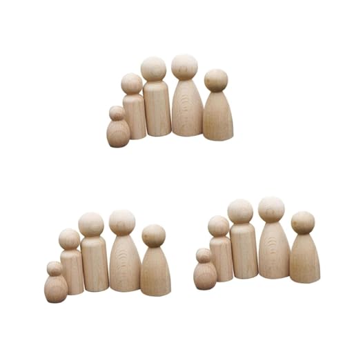 DIYEAH 3 Sätze Handbemalte Puppenspielzeuge Malerei Klein Bausatz Mädchen Malen Bastelset Bastelzeug Für Steckpuppen Unvollendet Unfertige Puppenkörper Buche 5 Stück * 3 von DIYEAH