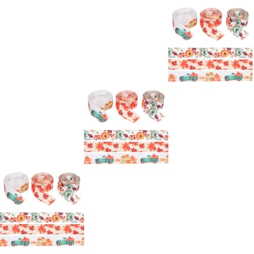 DIYEAH 3 Sätze Herbst-ernte-thema-bänder Seidenband Ribbon Thanksgiving Decoration Geschenkeband Bastelset Dekoration Für Farbig Herbstbänder Herbsternte Herbstband Polyester 3 Rollen * 3 von DIYEAH