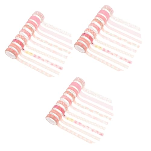 DIYEAH 3 Sätze Peach Sticker Tape Scrapbook-klebebänder Selber Machen Dekoration Junk-journal-zubehör Ästhetisch Farben Süßes Band Handwerk Farbig Papier 9 Rollen * 3 von DIYEAH