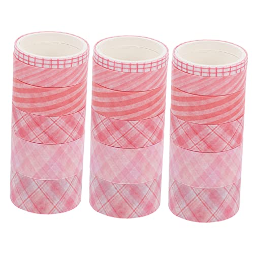 DIYEAH 3 Sätze Satz Kariertes Washi Tape Maskierung Farben Streifen Sammelalbum Band Für Journaling Papier Klebeband Diy-bänder Exquisites Washi-tape Rosa Japanisches Papier von DIYEAH