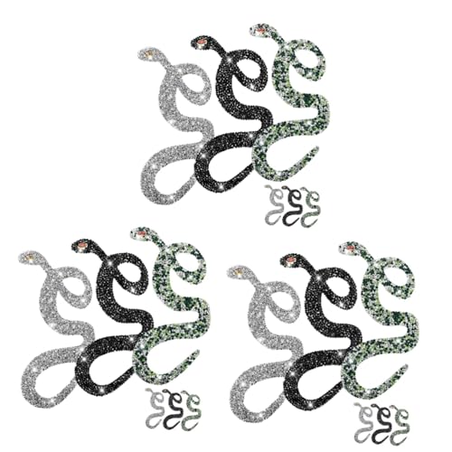 DIYEAH 3 Sätze Schlangen Patches Mit Strass Aufbügelbare Applikationen Für Kleidung Taschen Und Rucksäcke Vielseitig Einsetzbar Diy Dekoration 6 Stücke * 3 von DIYEAH