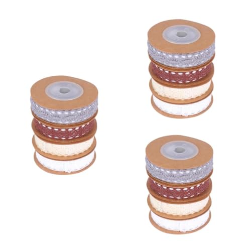 DIYEAH 3 Sätze Spitzen Baumwollbänder Stoff Dekoband Verschiedene Farben Geschenkband Bastelband Dekoration Handgefertigte Bänder Zwei Geschenkbänder Party 4Rollen*3 von DIYEAH