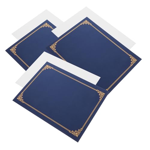 DIYEAH 3 Sätze Zertifikatshüllenordner dokumentenmappe dokumententasche Dokumentenordner Urkundenmappe Zertifikatsordner Abdeckung Urkundenhülle aus Papier zertifikat papier halter Navy von DIYEAH