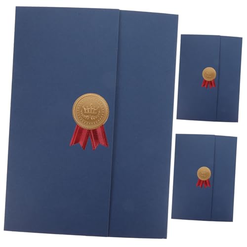 DIYEAH 3 Stück Ehren urkunde Abdeckung Preisträger Post zertifikat diplom inhaber Büro ordner dokumentenmappe cartape briefumschläge Schutzhülle für Papierzertifikate Diplom-Cover Blue von DIYEAH
