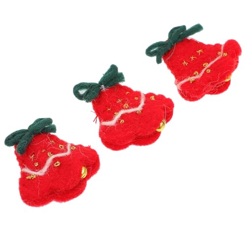 DIYEAH 3 Stück Glockenform Aufnäher Wollfilz Weihnachtsbaum Dekoration Diy Kopfaccessoires Festliche Applikationen Dunkelrot für Kreative Weihnachtsgestaltung von DIYEAH