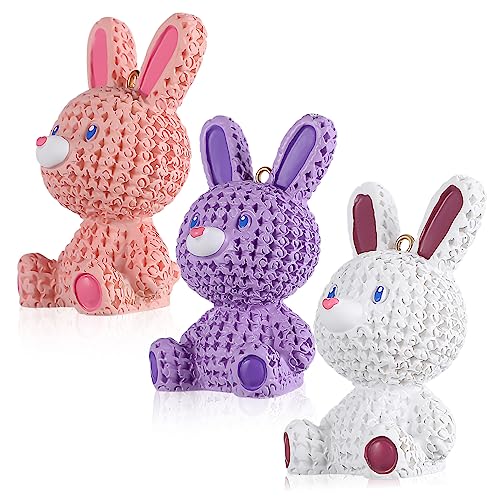 DIYEAH 3 Stück Hase Schlüsselanhänger Hasen-Anhänger Anhänger für Schlüsselanhänger Kaninchen-Anhänger Kaninchen-Puppen-Anhänger Schlüsselbundanhänger kleine Hasenanhänger Harz von DIYEAH