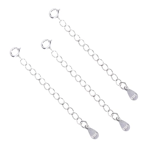 DIYEAH 3 Stück Sterling Silber Verlängerungskette mit Federring Verschluss und Tropfen Anhänger Verstellbare Kettenverlängerung für Armband Halskette und Fußkettchen Schmuckzubehör für DIYEAH 3 Stück Sterling Silber Verlängerungskette mit Federring Verschluss und Tropfen Anhänger Verstellbare Kettenverlängerung für Armband Halskette und Fußkettchen Schmuckzubehör für von DIYEAH