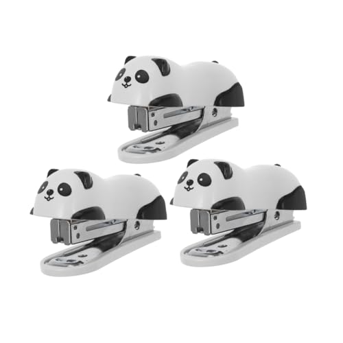 DIYEAH 3 Stück Teiliges Mini Panda Heftgerät Set Tragbarer Schreibtisch Hefter für Büro Schule und Zuhause Handliches Heftwerkzeug mit Heftklammerentferner Niedliches Design von DIYEAH