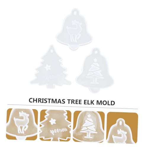 DIYEAH 3 Stück Teiliges Silikon Anhängerherstellung Wiederverwendbare DIY Epoxidharz Gießformen Weihnachtliche Motive Elch und Weihnachtsbaum Langlebig und Sicher für Kreative von DIYEAH