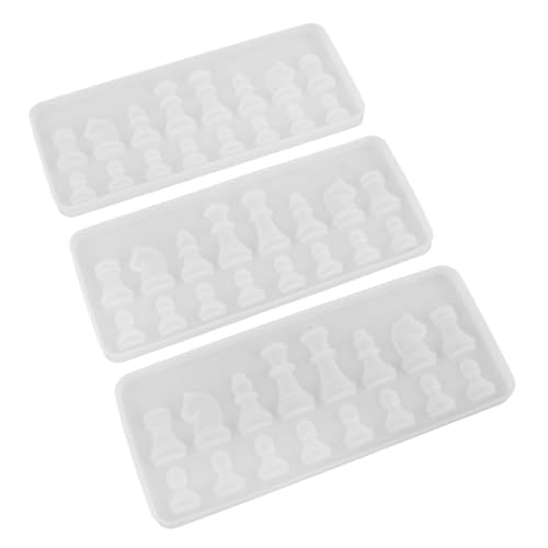 DIYEAH 3 Stück Teiliges Silikon Schachfiguren Formen Hitzebeständig Wiederverwendbar für Epoxidharz Gießformen DIY Kunsthandwerk Schmuck und Schachspiel Zubehör von DIYEAH