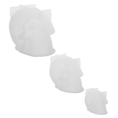 DIYEAH 3 Stück Teiliges Silikon Schädelkopf Gießform Flexible Halloween Resin Gießform für Kerzen Seife Wachs Realistische Schädelkopfform in Klein Mittel Groß DIY Dekoration von DIYEAH