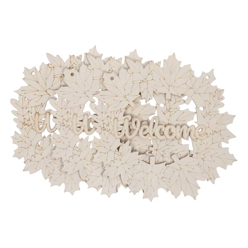 DIYEAH 3 Stück Teiliges Unlackierte Weihnachts-dekohänger aus Holz DIY Ahornblatt-kranz mit Aufhängeschnur Blanko-holzscheiben zum Bemalen Rustikaler Charme für Innen Außenbereich von DIYEAH