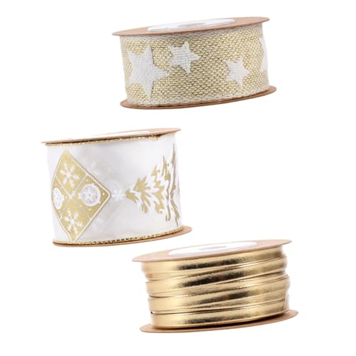DIYEAH 3 Stück Teiliges Weihnachtsband-set mit Goldfarbenem Druck Glänzendes Geschenkband für Festliche Dekoration Vielseitig Verwendbar für Geschenke Bastelarbeiten Party und DIYEAH 3 Stück Teiliges Weihnachtsband-set mit Goldfarbenem Druck Glänzendes Geschenkband für Festliche Dekoration Vielseitig Verwendbar für Geschenke Bastelarbeiten Party und von DIYEAH
