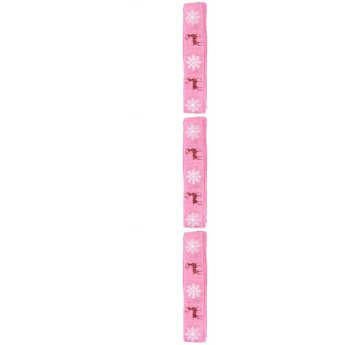 DIYEAH 3 Stück Weihnachtsbandschleifen Schneeflocken Weihnachtsband Weihnachtsbaumschmuck Weihnachtsbesatzband Weihnachtsdekor Die Bänder Zum Verpacken Band Für Weihnachtsbaum Rosa von DIYEAH