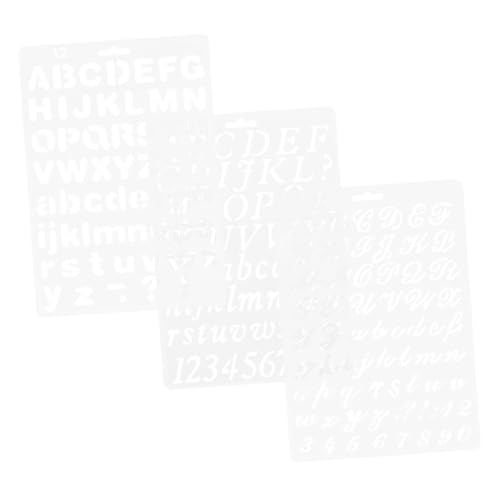 DIYEAH 3 Stück Zeichnungsvorlage Lineal Zeichnungsvorlagen Alphabet-Schablonen groß Und buchstabenschablonen Zahlenschablonen Bastelfarbe Schablonen Wiederverwendbare Kunststoffschablonen von DIYEAH