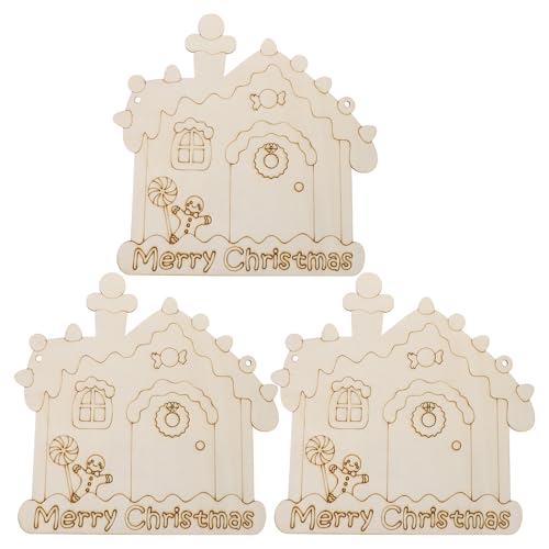 DIYEAH 3 Stück bemalbare Weihnachtsdekorationen: Unbehandeltes Weihnachtskranz-Hängeschild aus Holz mit Seil – DIY-Malerei, Basteln, Holzhausformen DIYEAH 3 Stück bemalbare Weihnachtsdekorationen: Unbehandeltes Weihnachtskranz-Hängeschild aus Holz mit Seil – DIY-Malerei, Basteln, Holzhausformen von DIYEAH