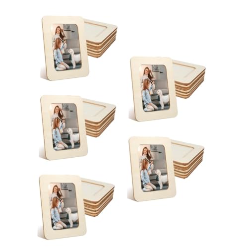 DIYEAH 30 Stk. Teiliges Rustikale Holz-bilderrahmen aus Gelbem Holz Rechteckige Tischdisplay Fotorahmen zum Bemalen DIY Postkartenrahmen mit Einfacher Fotoauswechslung und Natürlicher von DIYEAH