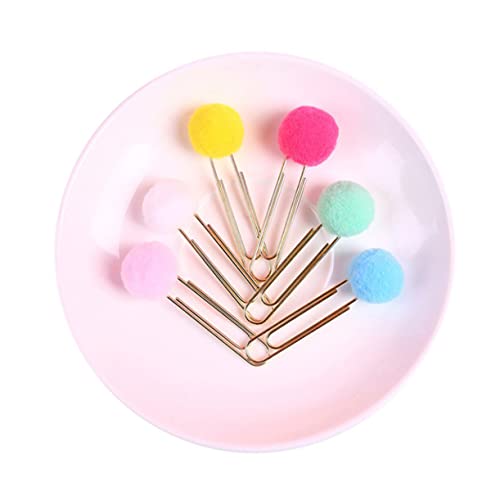 DIYEAH 30 Stück Bunte Plüschkugel Büroklammern Kawaii Lesezeichen Clips für Notizen Fotos Dokumente Stabile Rutschfeste Clips mit Süßem Design für Schule Büro von DIYEAH