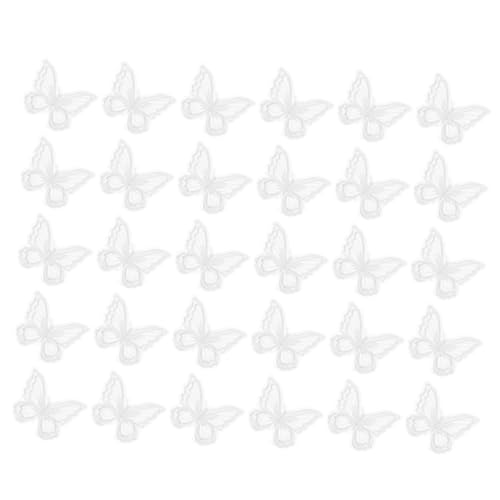 DIYEAH 30 Stück Doppelt Gestickter Schmetterling Schmetterlingsdekorationsparty Dekorativ Nähen Schmetterlings-stickpatches Schmetterlingsapplikationen Frauen Damen Mädchen Weiß Organza von DIYEAH