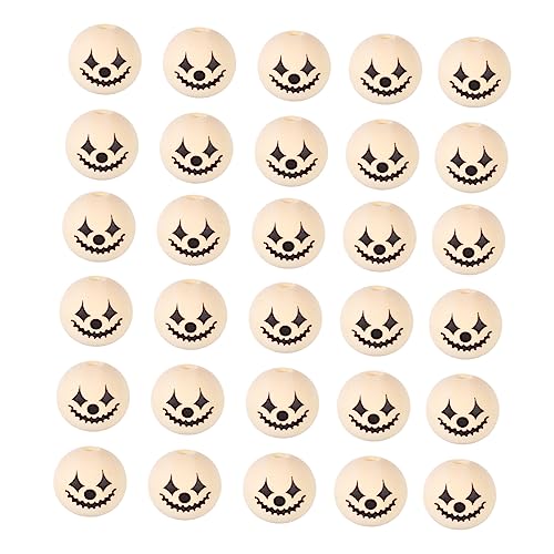 DIYEAH 30 Stück Runde Holzperlen für Halloween Diy Bastelperlen Hochwertigem Holz für Schmuckherstellung Dekoration und Kreative Projekte von DIYEAH