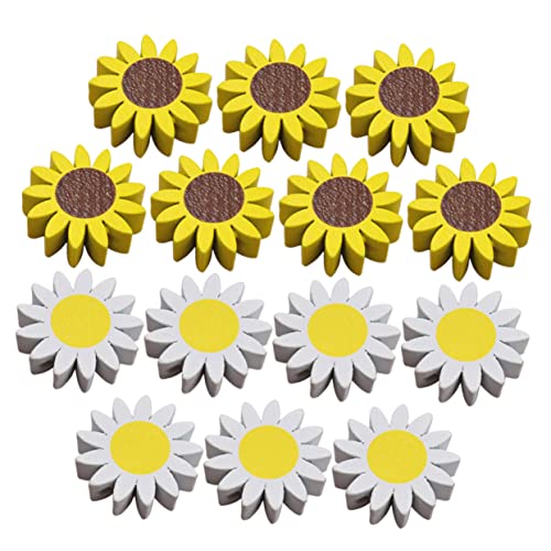 DIYEAH 30 Stück Sonnenblumen Holzperlen Diy Holzperlen für Schmuck und Bastelprojekte Zufällige Farben für Girlanden und Dekorationen Zufällige Farbe von DIYEAH