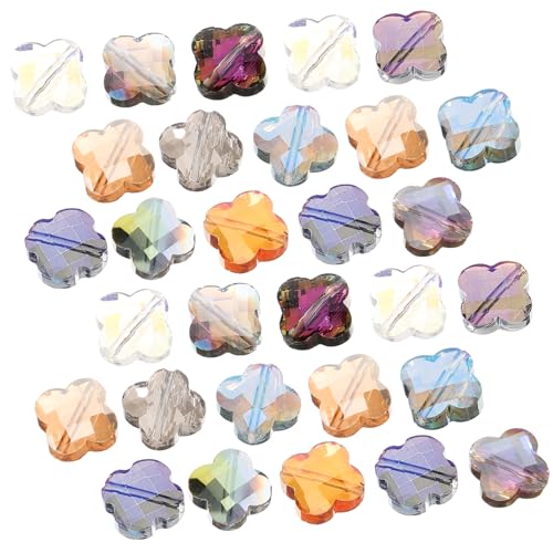 DIYEAH 30 Stück Teiliges Bunte Glasperlen Vierblattkleeblatt charms Glatte Schmuckperlen für Armbänder DIY Leichte Robuste Glaszwischenperlen für Basteln und Schmuckherstellung von DIYEAH